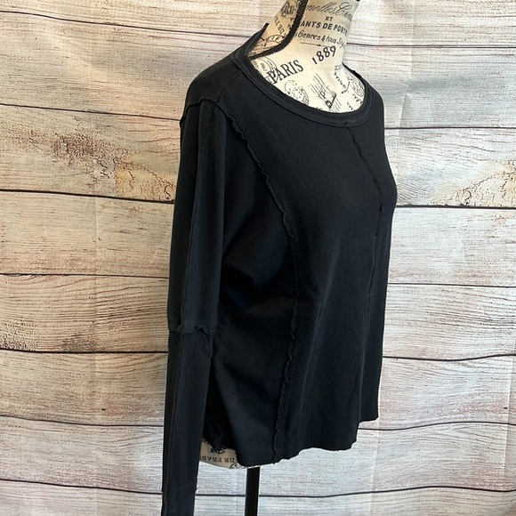 Michael Stars Original Tee Long Sleeves Black Raw Edges One size - Picture 4 of 9